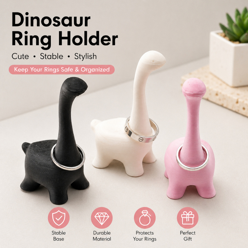 3D Printing Jewelry - Cute Dinosaur Ring Holder 3D Printed