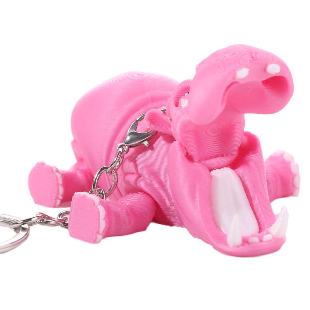3D Printing Pla - PLA Pink Hippopotamus Keychain Multi-jointed Movable