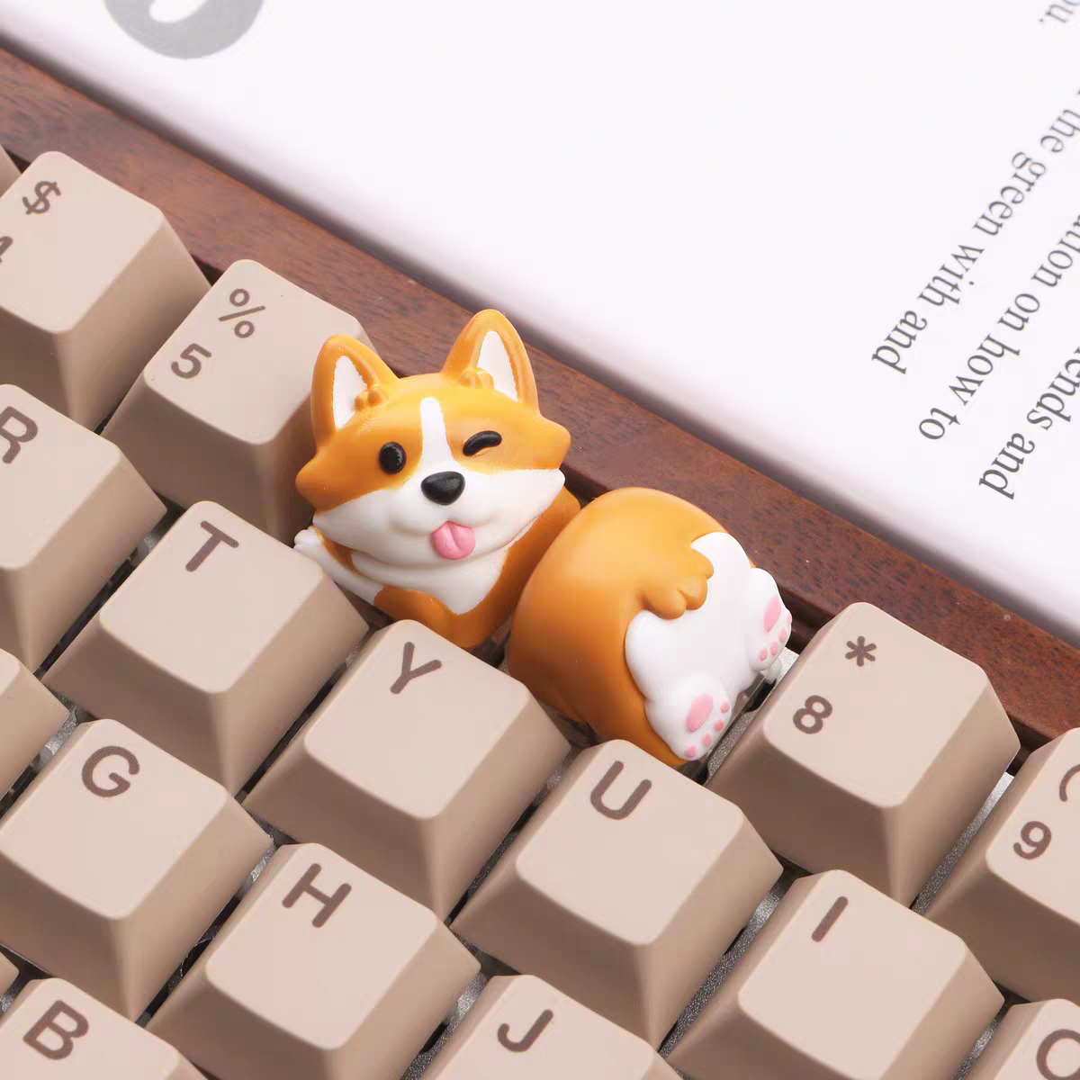 Universal Cartoon Corgi Keycap - 3D Printing Keycaps ulasan dan harga
