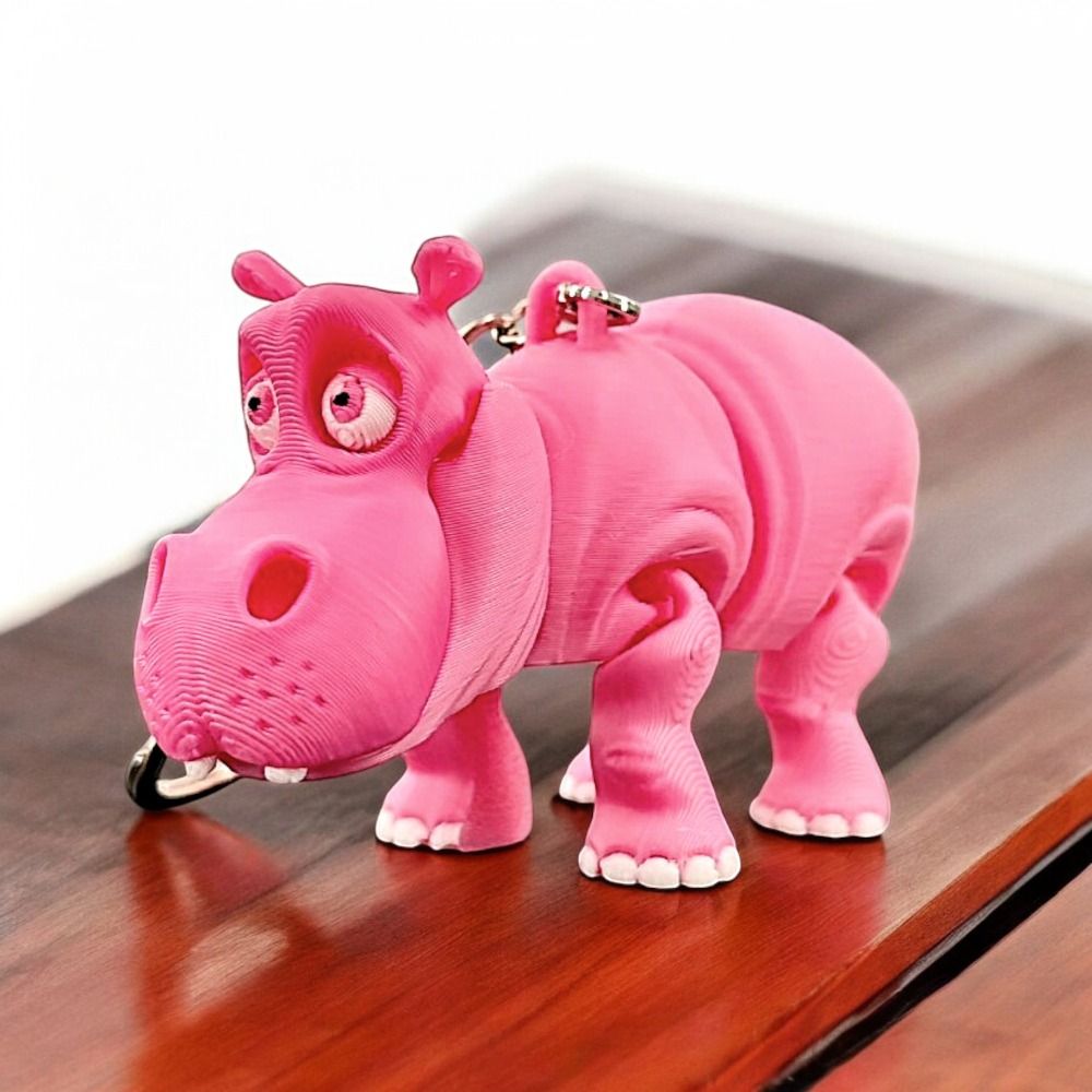 PLA Pink Hippopotamus Keychain - 3D Printing Pla ulasan dan harga